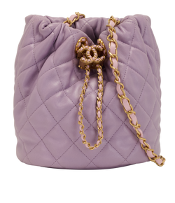 CC Diamond-Quilted Bucket Bag, Leather, Lilac, JCT3N2H1 (2021-25), DB/B, 3